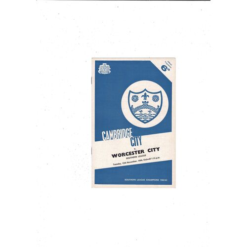 1966/67 Cambridge City v Worcester City Football Programme