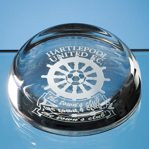 Optical Crystal Flat Top Dome Paperweight - 8.8cm