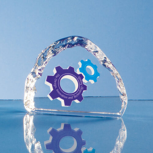 Optical Crystal Ice Block Paperweight - 9.5cm