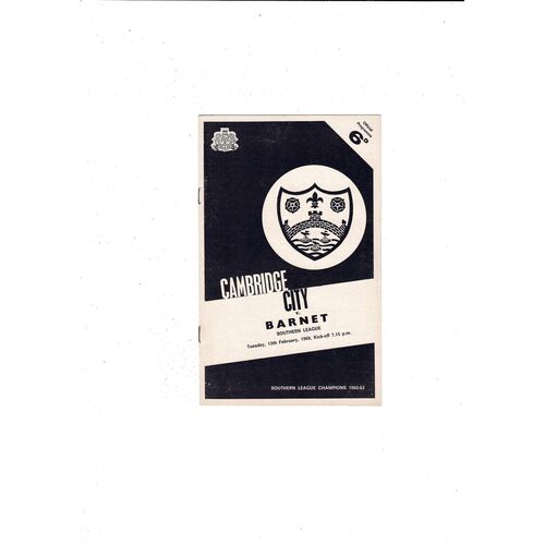 1967/68 Cambridge City v Barnet Football Programme