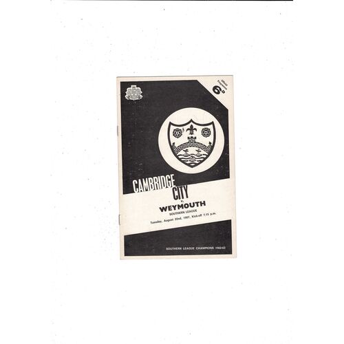 1967/68 Cambridge City v Weymouth Football Programme