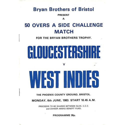 1983 Gloucestershire v West Indies Brian Brothers Trophy (06/06/1983) Challenge Cricket Match