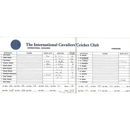 1970 The International Cavaliers' v Yorkshire (28/06/1970) Charity Cricket Match Scorecard