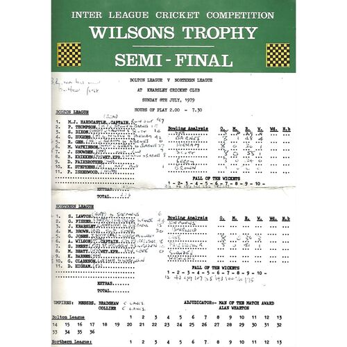 Wilson Trophy Semi Final Cricket Scorecards