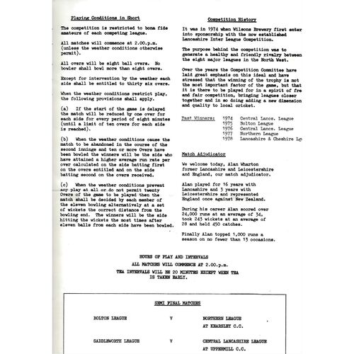 1979 Bolton League v Northern League Wilson Trophy Semi Final (08/07/1979) Cricket Scorecard