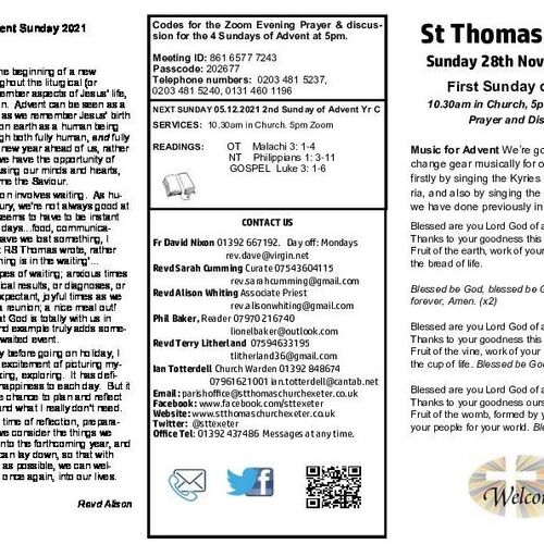 Pew Sheet | The Parish of St Thomas, Exeter