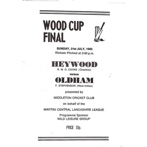 1983 Heywood v Oldham Wood Cup Final (31/07/1983) Cricket Programme/Scorecard