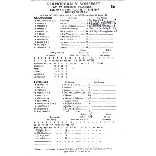 Glamorgan County Cricket Programmes/Scorecards