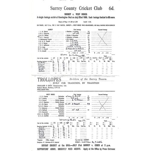 West Indies Cricket Programmes/Scorecards