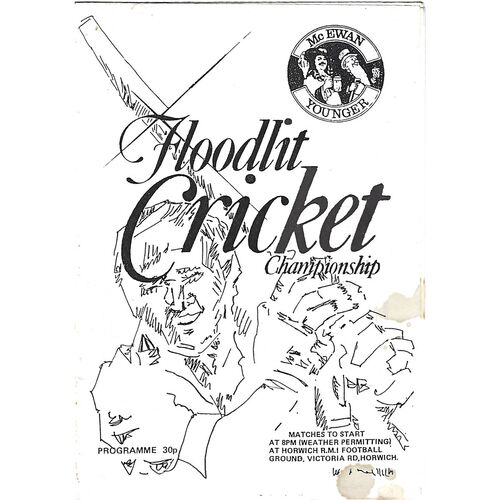 1986 Youngers Floodlit Cricket Championship Cricket Programme