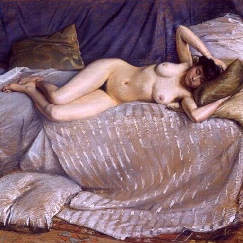Naked Woman Lying on a Couch