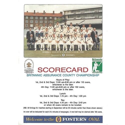 Surrey County Cricket Programmes/Scorecards
