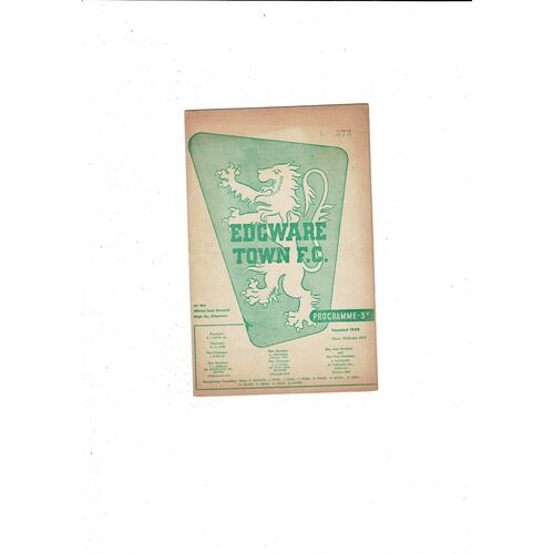 1956/57 Edgware Town v Southall Middlesex Senior Cup Football Programme