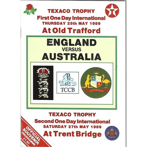 1989 England v Australia Texaco Trophy (25/05/1989 & 27/05/1989) Official Souvenir Cricket Programme
