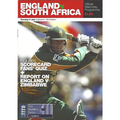 South Africa Cricket Programmes/Scorecards