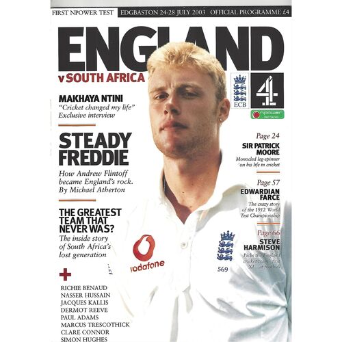 2003 England v South Africa 1st npower Test (24-28/07/2003) Cricket Programme & Scorecard