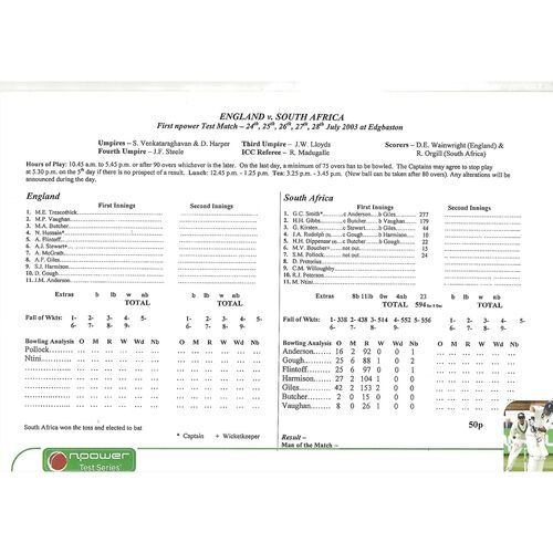 2003 England v South Africa 1st npower Test (24-28/07/2003) Cricket Programme & Scorecard