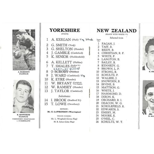 1965 Yorkshire v New Zealand Tour Match (20/09/1965) Rugby League Programme