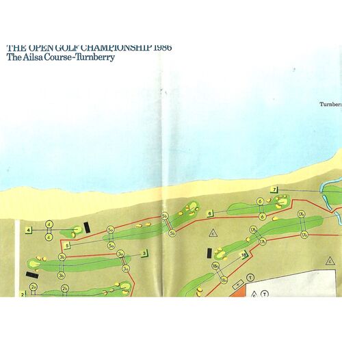 1986 Open Golf Championship (Turnberry, 17-20/07/1986) Official Golf Programme, Order of Play Card (18/07/1986) & Course Map