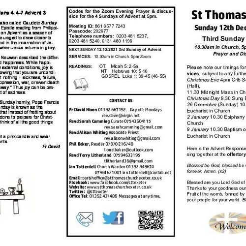 Pew Sheet | The Parish of St Thomas, Exeter