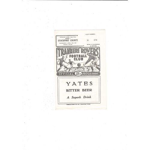 1960/61 Tranmere v Stockport County Cheshire Bowl Semi Final Football Programme