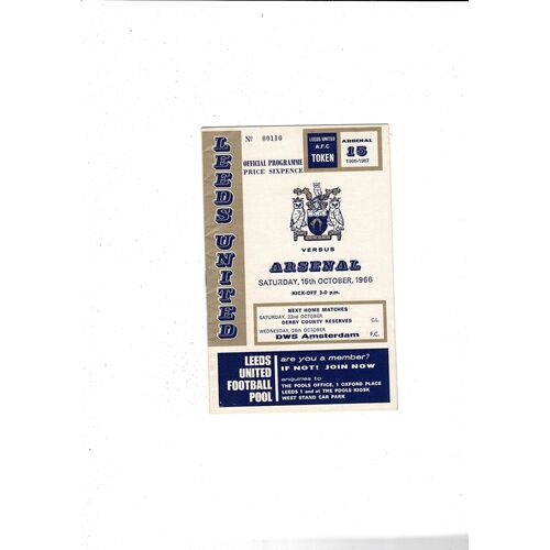 1966/67 Leeds United v Arsenal Football Programme