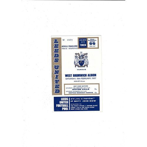 1966/67 Leeds United v West Bromwich Albion FA Cup Football Programme