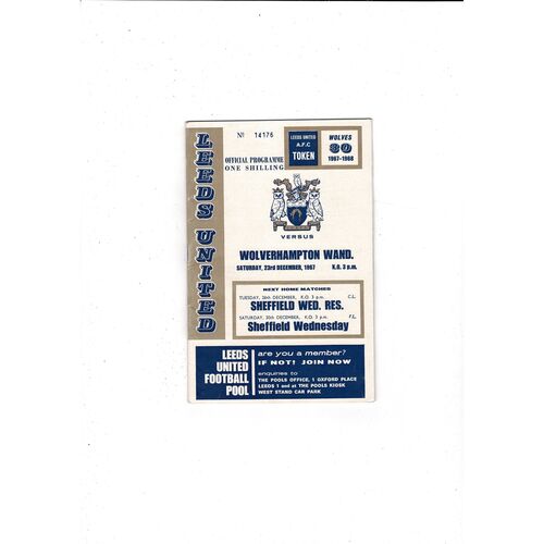 1967/68 Leeds United v Wolves Football Programme + League Review