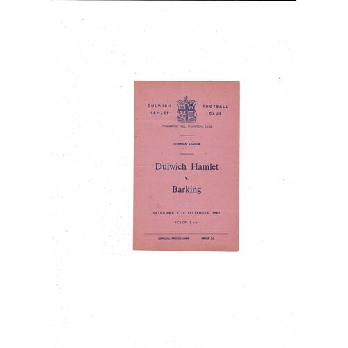 Dulwich Hamlet Home Football Programmes