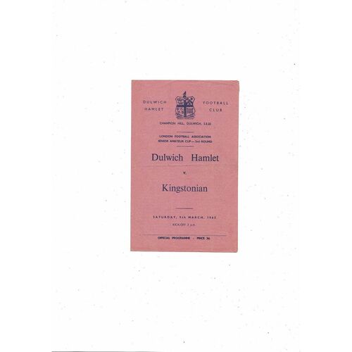 1964/65 Dulwich Hamlet v Leytonstone Football Programme