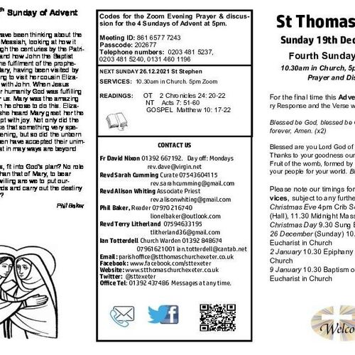 Pew Sheet | The Parish of St Thomas, Exeter
