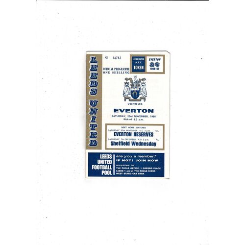1968/69 Leeds United v Everton Football Programme + League Review