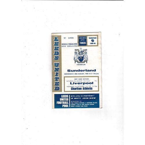 1968/69 Leeds United v Sunderland Football Programme + League Review
