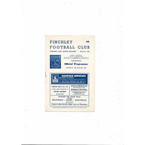 1964/65 Finchley v Barking London Senior Cup Football Programme