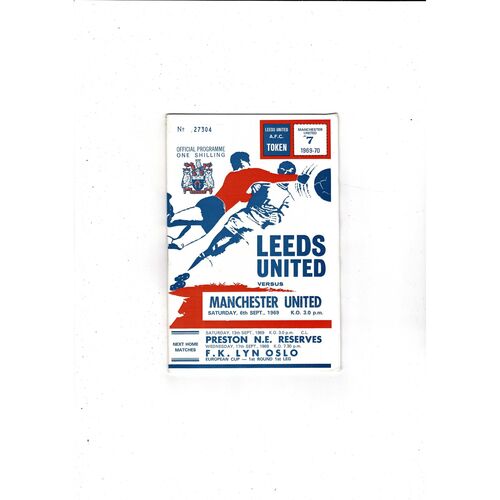 1969/70 Leeds United v Manchester United Football Programme + League Review