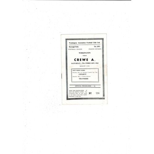 Workington Home Football Programmes