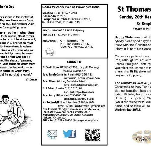 Pew Sheet | The Parish of St Thomas, Exeter