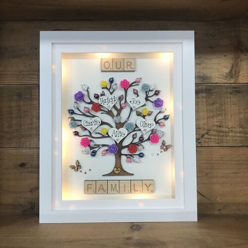 Large LED “ floral “ family tree frame