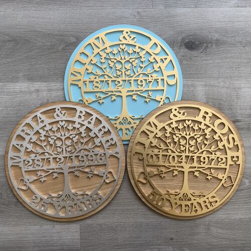 Personalised Tree of Life Anniversary Plaque – Custom Names & Date