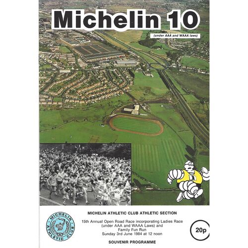 1984 Michelin Athletic Club 15th Annual Open Road Race (03/06/1984) Athletics Programme & Entry List Supplement