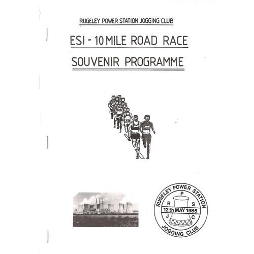 1985 Rugeley Power Station Jogging Club ESI-10 Mile Road Race (12/05/1985) Souvenir Athletics Programme
