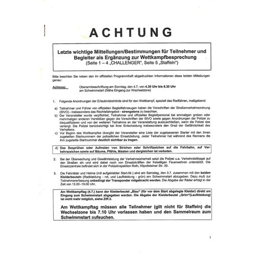 2004 Roth Quelle Challenge International Triathlon Festival (0407/2004) Programme & Entry Rules Brochure