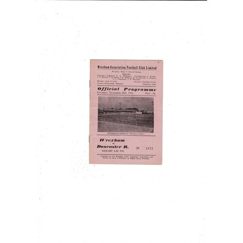 1958/59 Wrexham v Doncaster Rovers Football Programme