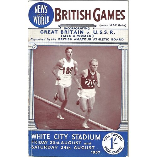 1957 British Games Great Britain v U.S.S.R White City Stadium (23-24/08/1957) Athletics Programme