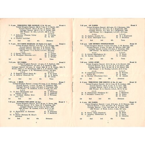 1961 Loughborough Colleges A.C v A.A.A (08/06/1961) Athletics Programme