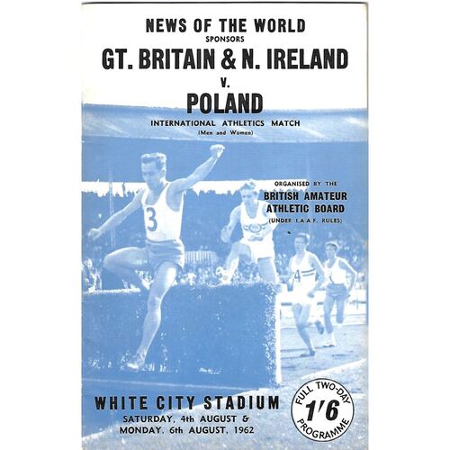 1962 Great Britain & Northern Ireland v Poland White City Stadium (04/08 & 06/08/1962) International Athletics Match
