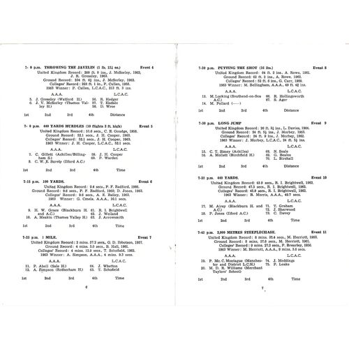 1964 Loughborough Colleges A.C v A.A.A (04/06/1964) Athletics Programme