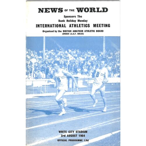 1964 International Athletics Meeting White City (03/08/1964) Athletics Programme