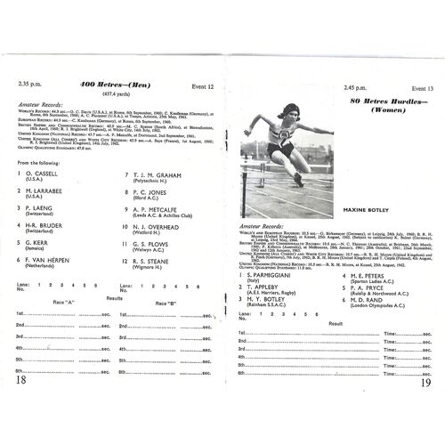 1964 International Athletics Meeting White City (03/08/1964) Athletics Programme