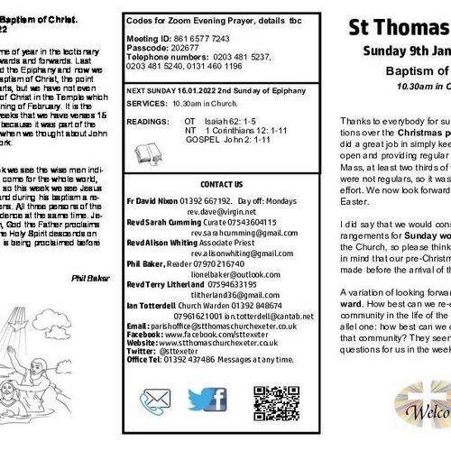 Pew Sheet | The Parish of St Thomas, Exeter